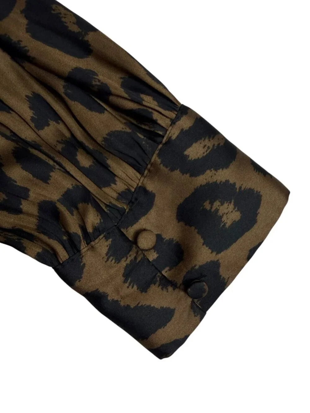 Banana Republic Leopard Satin Blouson Wrap Blouse Tie Waist M